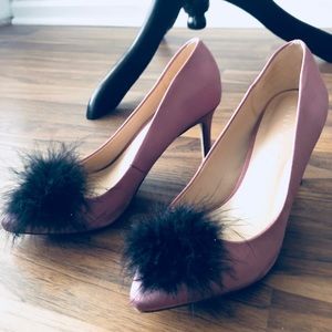 Black Pom Pom Heels